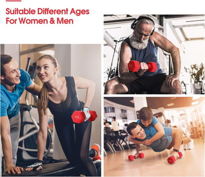 Dumbbell Set, 8Lb Pair Neoprene Coated Iron Dumbbells Hand Weights Set Barbell Exercise Fitness Hex Dumb Bell Free Weight Dumbbell for Women Men Home Gym Workout Strength Bodybuilding Training