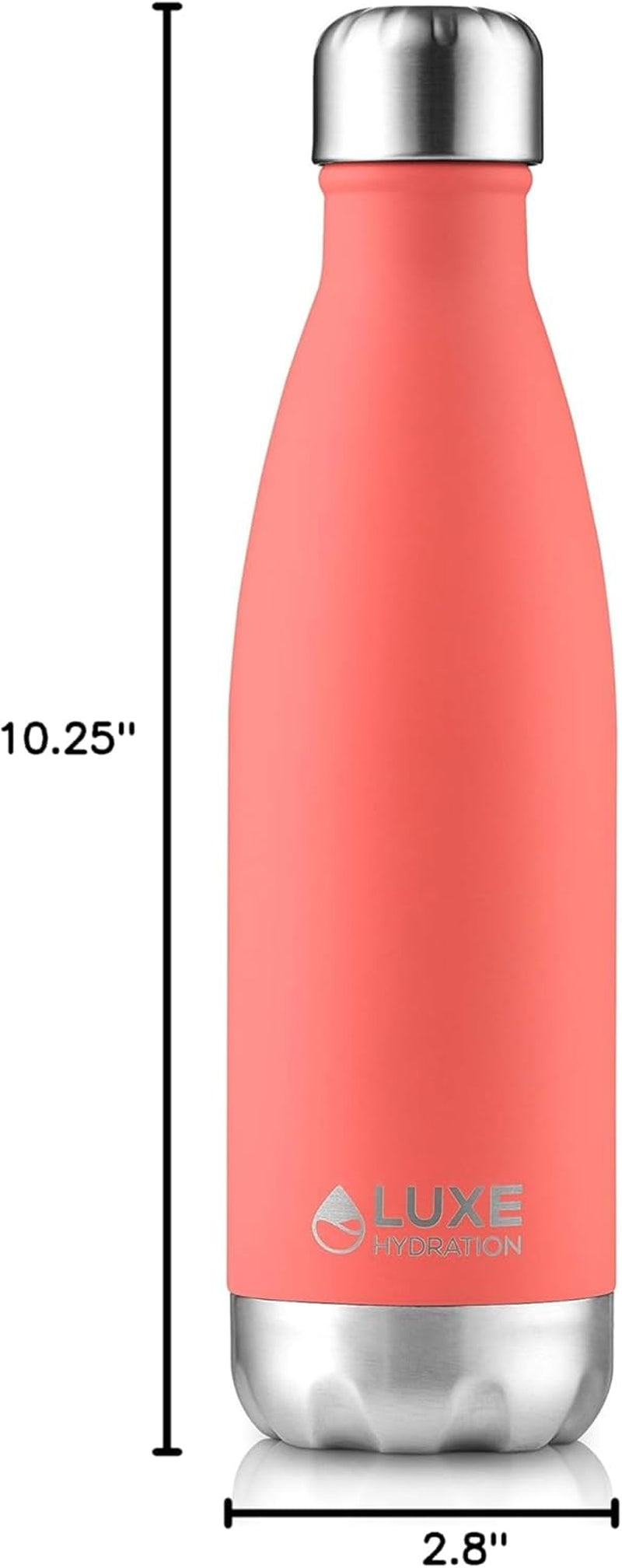 17Oz Travel Water Bottle - 18/8 304 Stainless Steel, Double Wall, Vacuum Insulated - Keep Drinks Cold for 24 Hours, Hot for 12 Hours - Leakproof Reusable Drink Holder - Coral